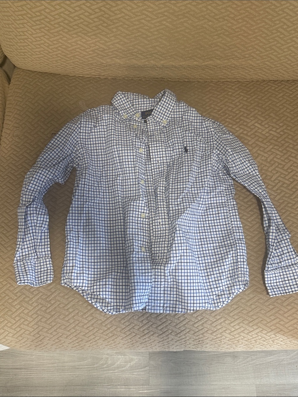 Ralph Lauren Blue & White Windowpane Button-Down Shirt